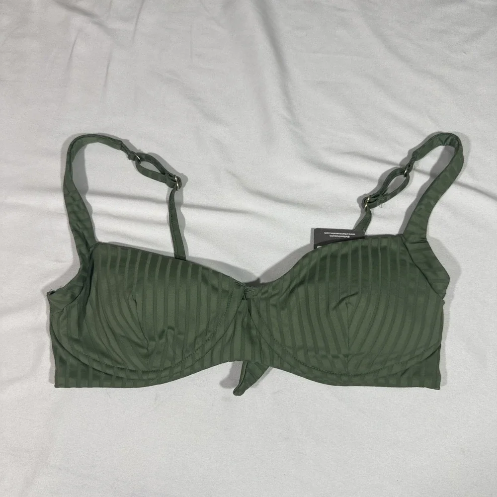 NWD $32 Target x Vitamin A [ XL ] Ribbed Demi Bikini‎ Top Green #U1748